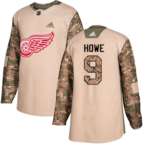 Adidas Red Wings #9 Gordie Howe Camo Authentic Veterans Day Stitched NHL Jersey